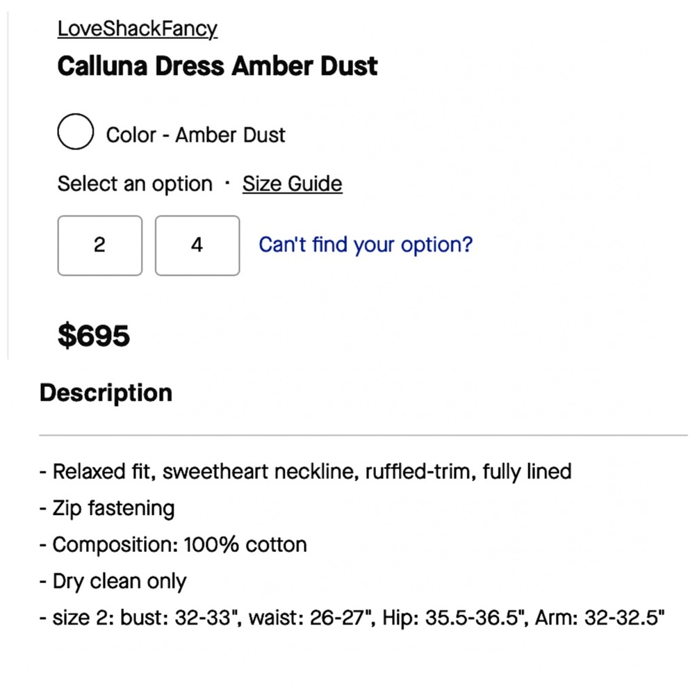 LoveShackFancy Calluna Midi Dress in Amber Dust 2 NWT - Picture 3 of 12